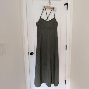 NWOT Theory Olive Linen Maxi Dress (12)